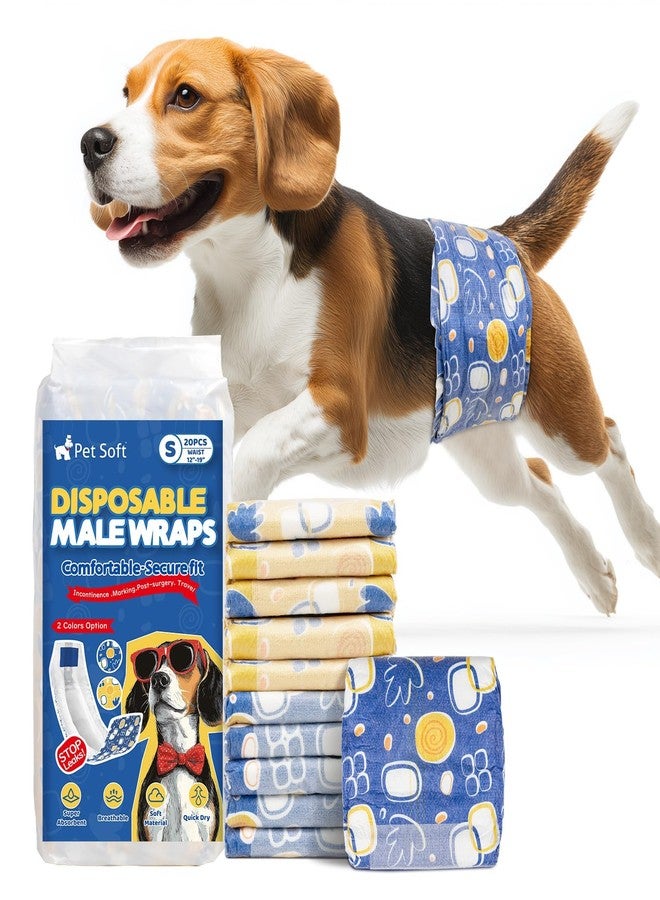 Pet Soft Dog Diapers Male,20 Ct Disposable Male Dog Wraps, Super Absorbent Doggie Belly Band with Wetness Indicator, Leak-Proof Puppy Pampers for Puppy Training, Incontinence, Small - Image 1
